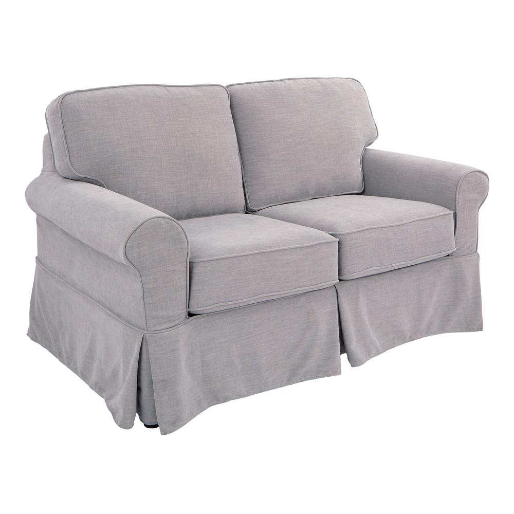 Loveseat with Fog Slip Cover. Picture 1