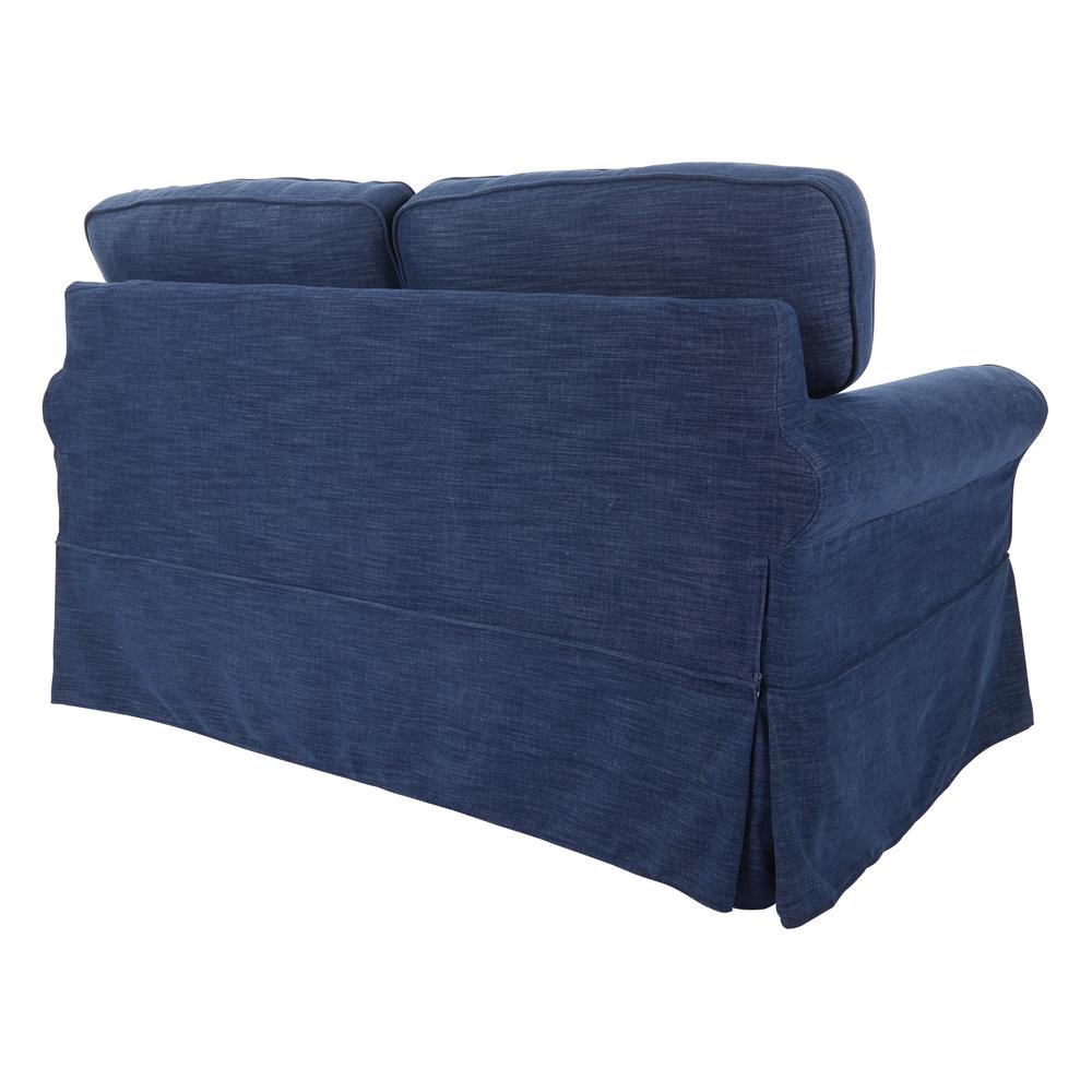 Loveseat with Navy Slip Cover. Picture 4