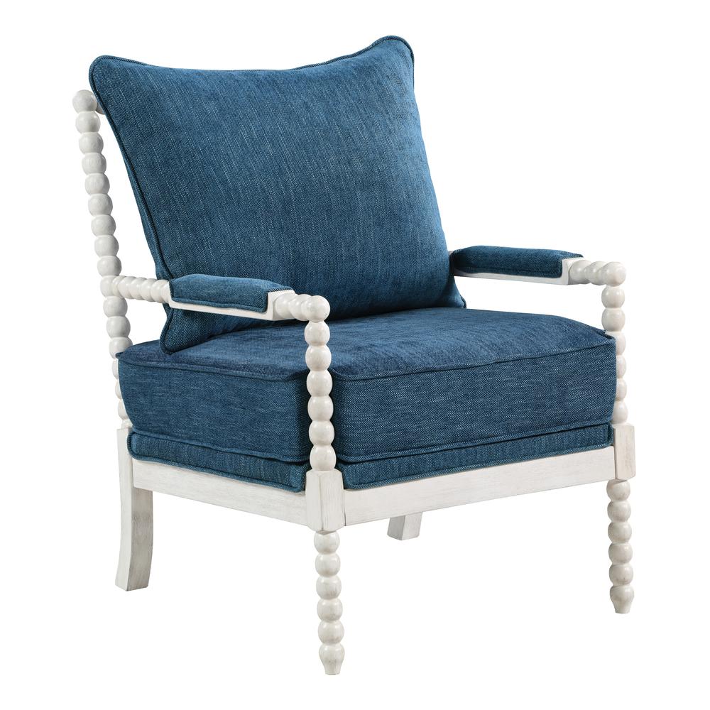 Kaylee Spindle Chair in Navy Fabric with White Frame, KLE-H16. Picture 1