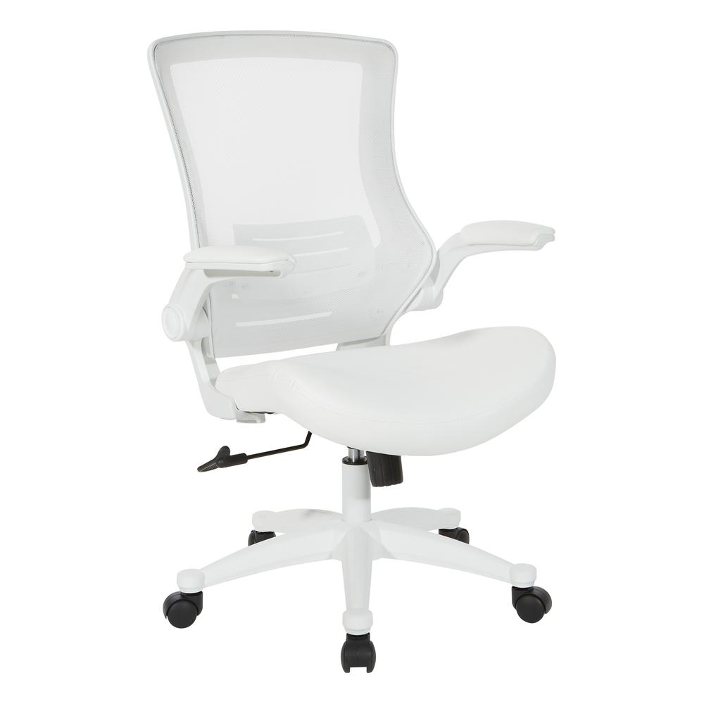 White Screen Back Manager's Chair in White Faux Leather, EM60926WH-U11. Picture 1