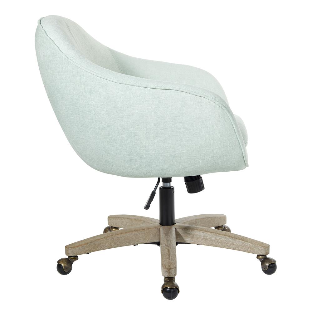 Nora Office Chair in Mint Fabric with Grey Brush Wood Base KD, NRA26-M75. Picture 3