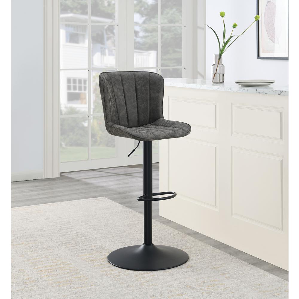 Kirkdale Adjustable Stool 2-Pack in Charcoal Faux Leather. Picture 7