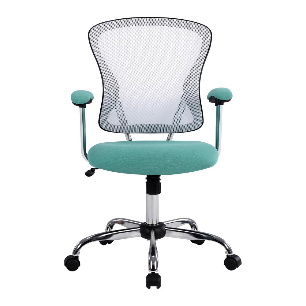 Gianna Task Chair with White Mesh Back and Linen Turquoise Seat. Picture 4