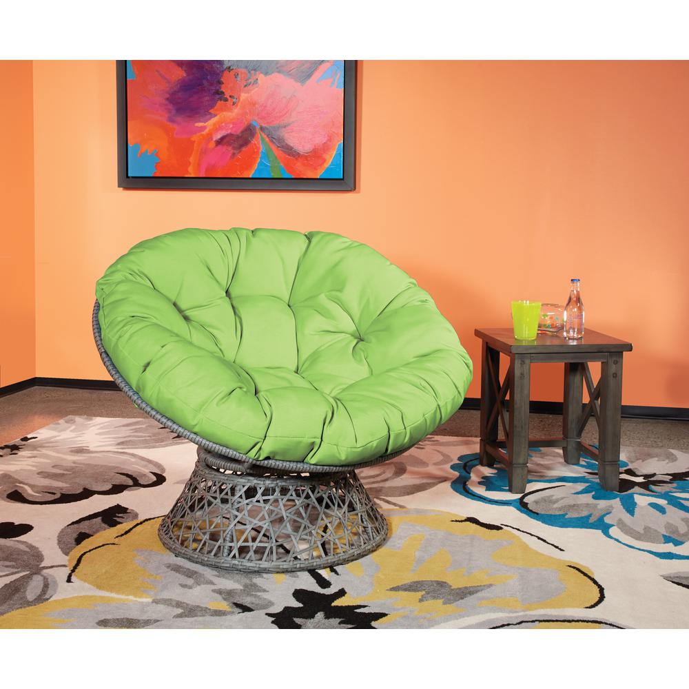 Papasan Chair with Green cushion and Dark Grey Wicker Wrapped Frame, BF25292-6. Picture 5