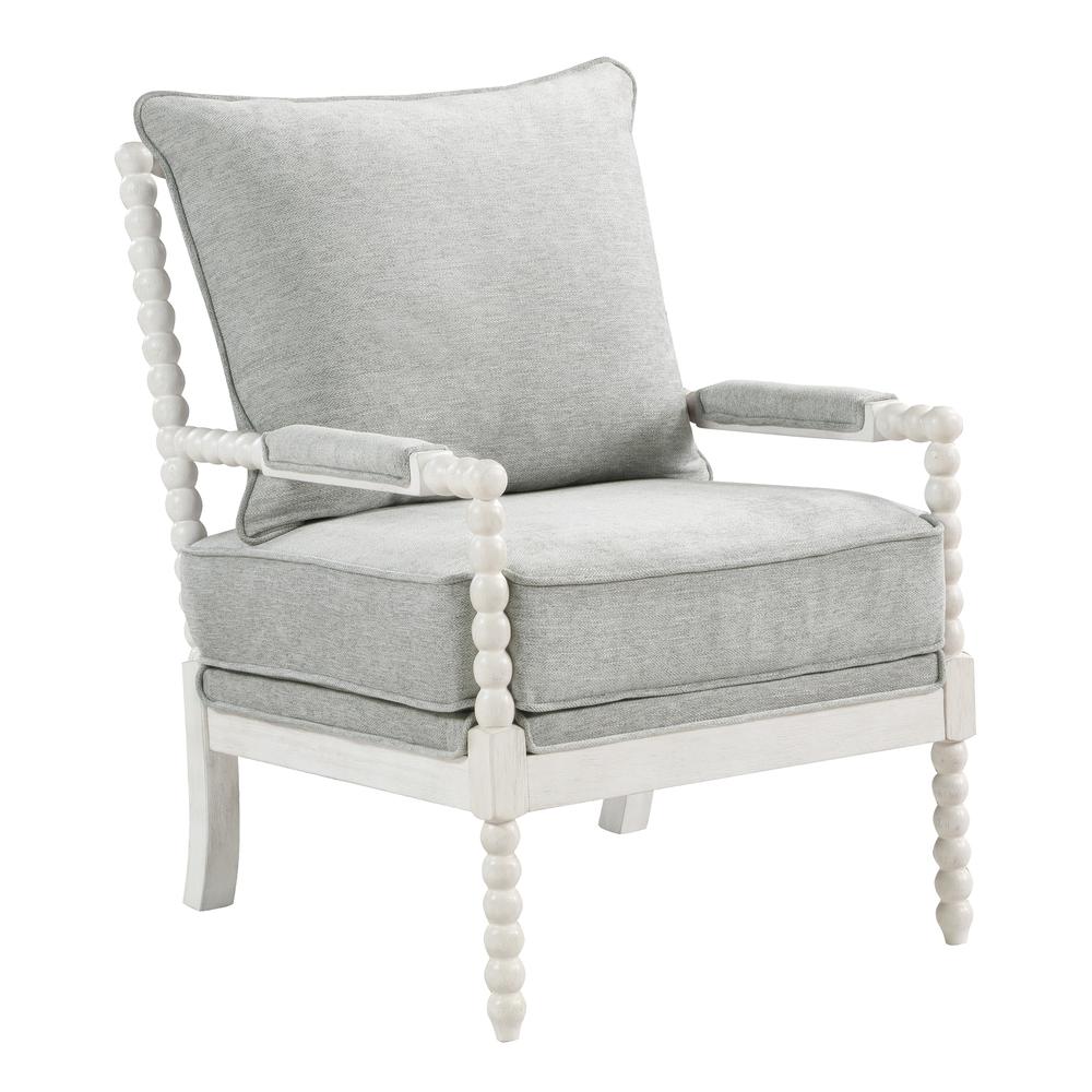 Kaylee Spindle Chair in Smoke Fabric with White Frame, KLE-H14. Picture 1