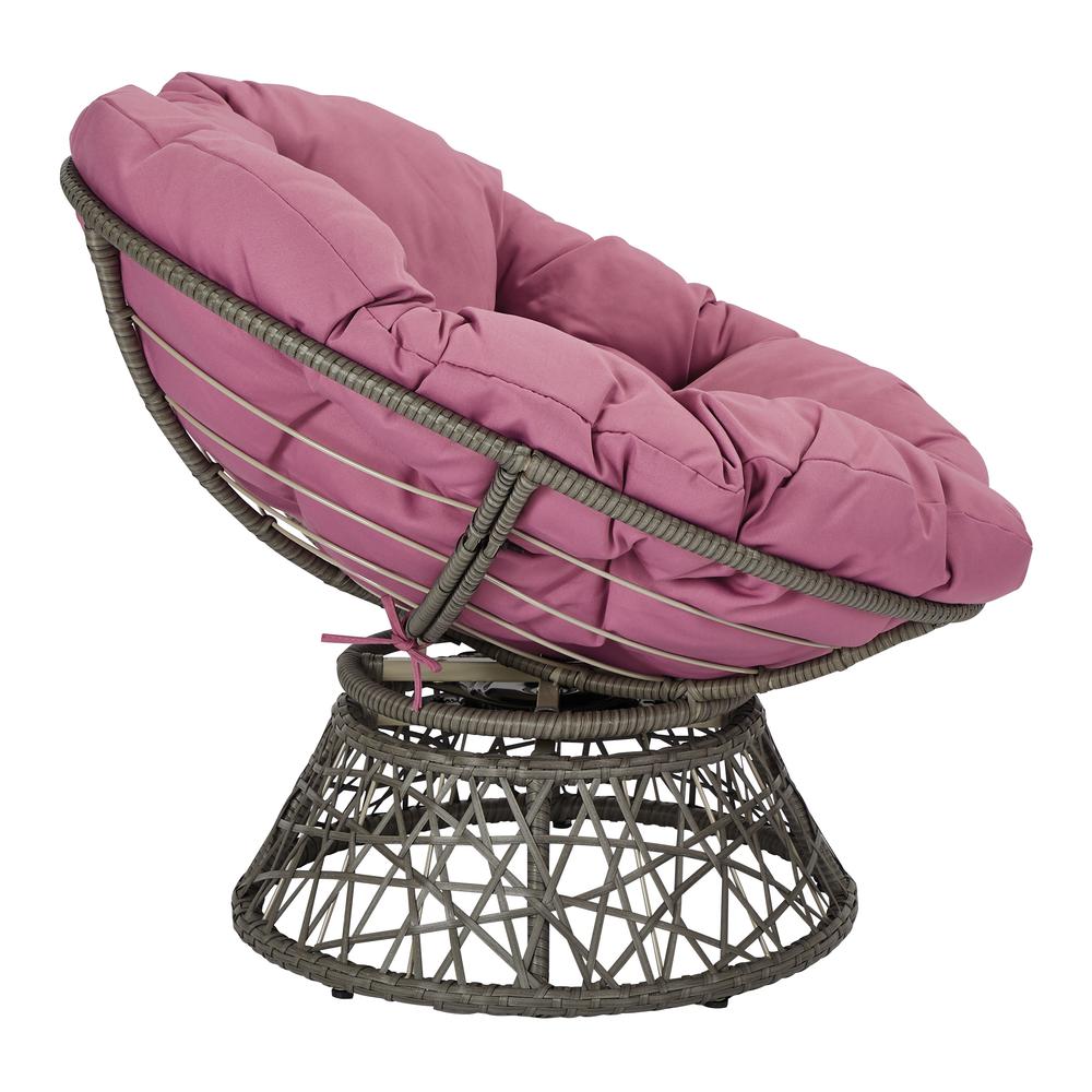 Papasan Chair with Purple cushion and Dark Grey Wicker Wrapped Frame, BF25292-512. Picture 4