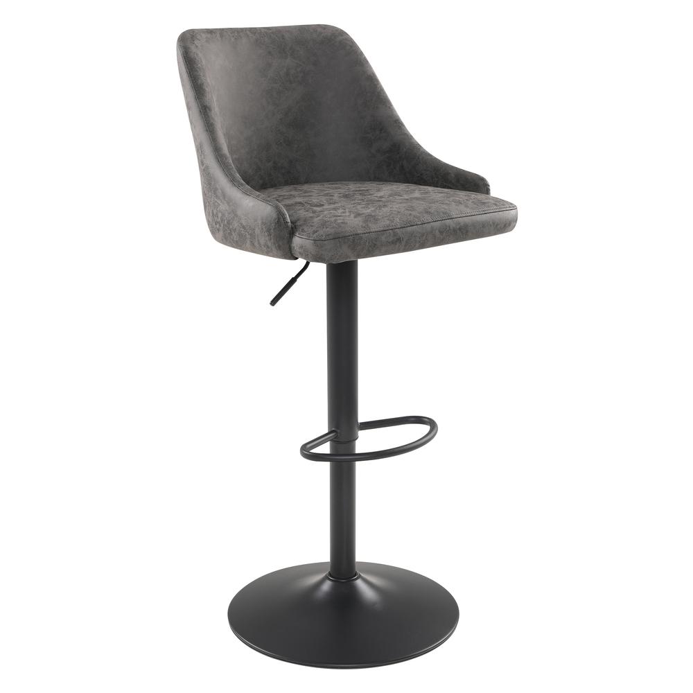 Sylmar Height Adjustable Stool in Charcoal Faux Leather. Picture 1