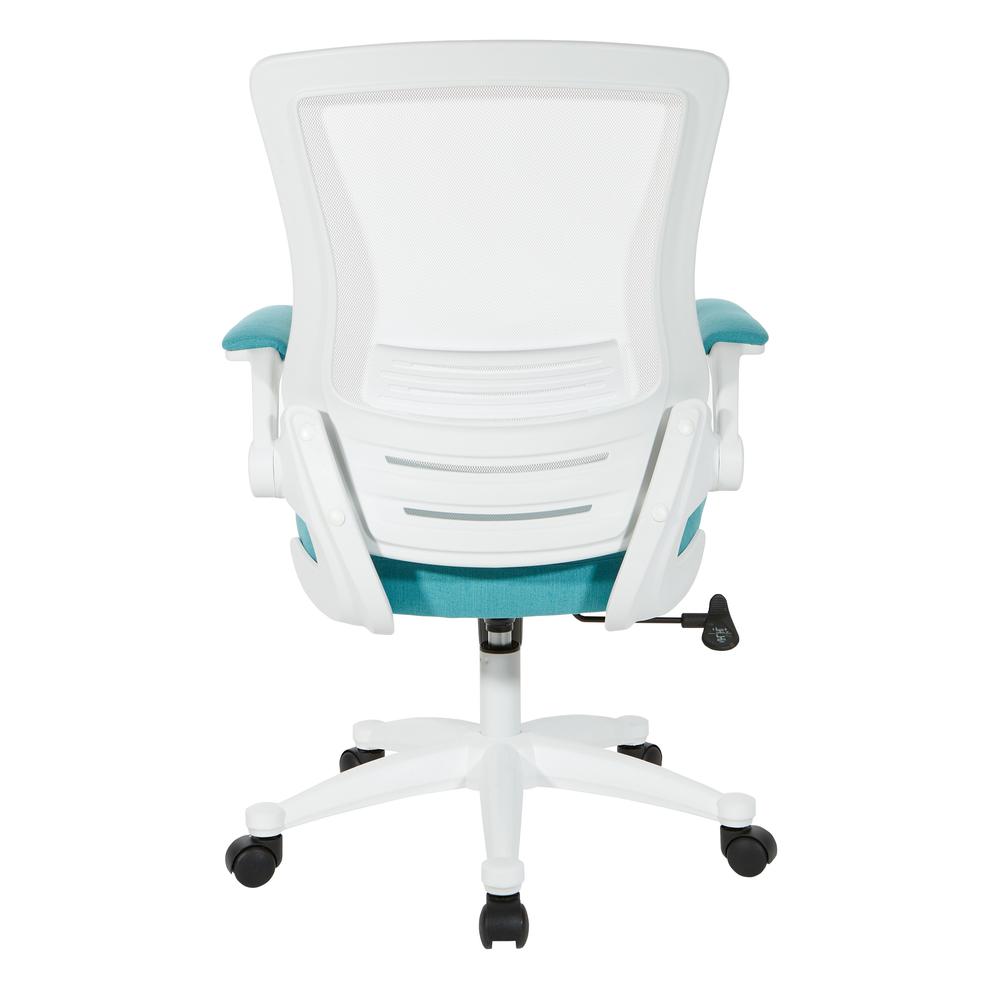 White Screen Back Manager's Chair in White Turquoise Fabric, EM60926WH-F28. Picture 4