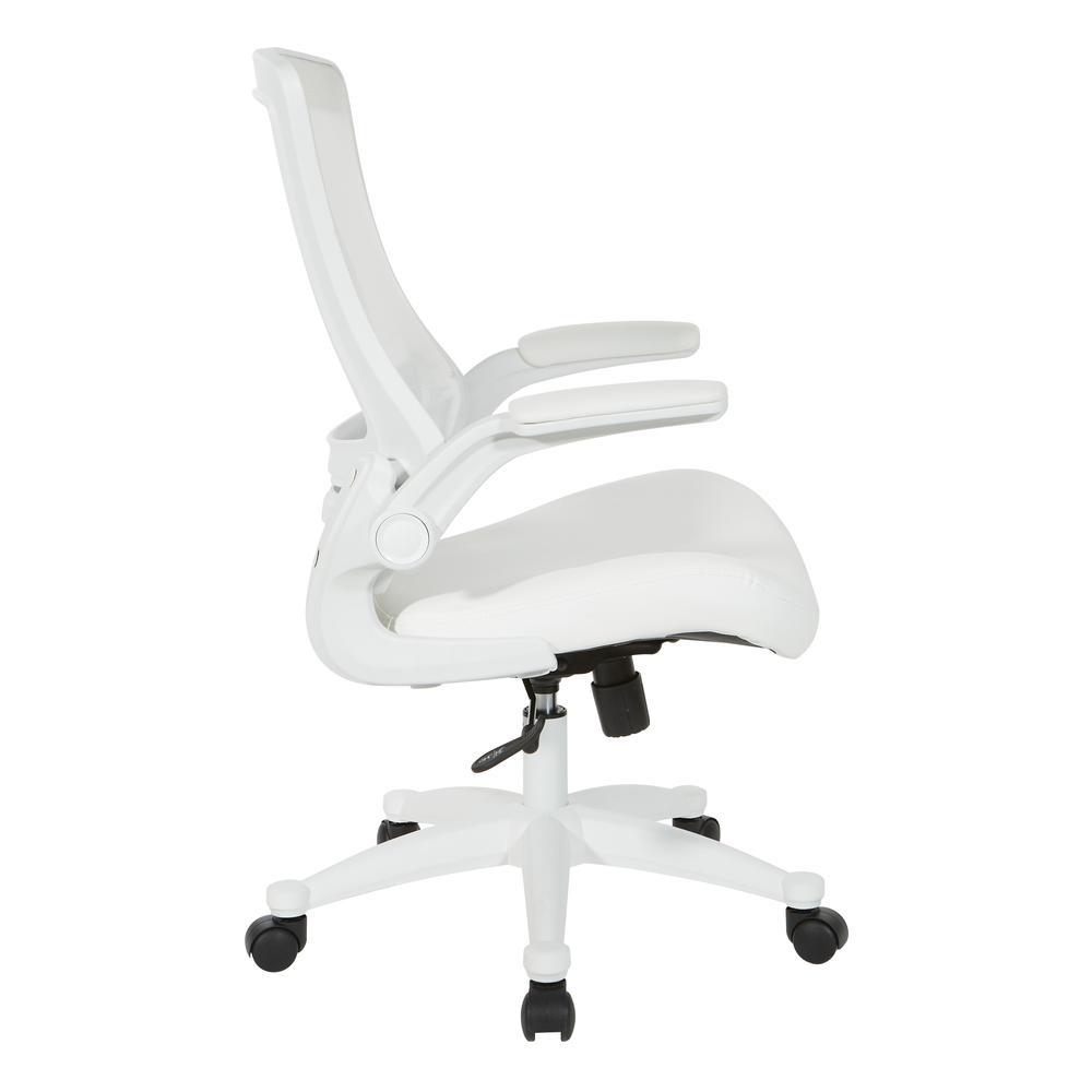 White Screen Back Manager's Chair in White Faux Leather, EM60926WH-U11. Picture 3