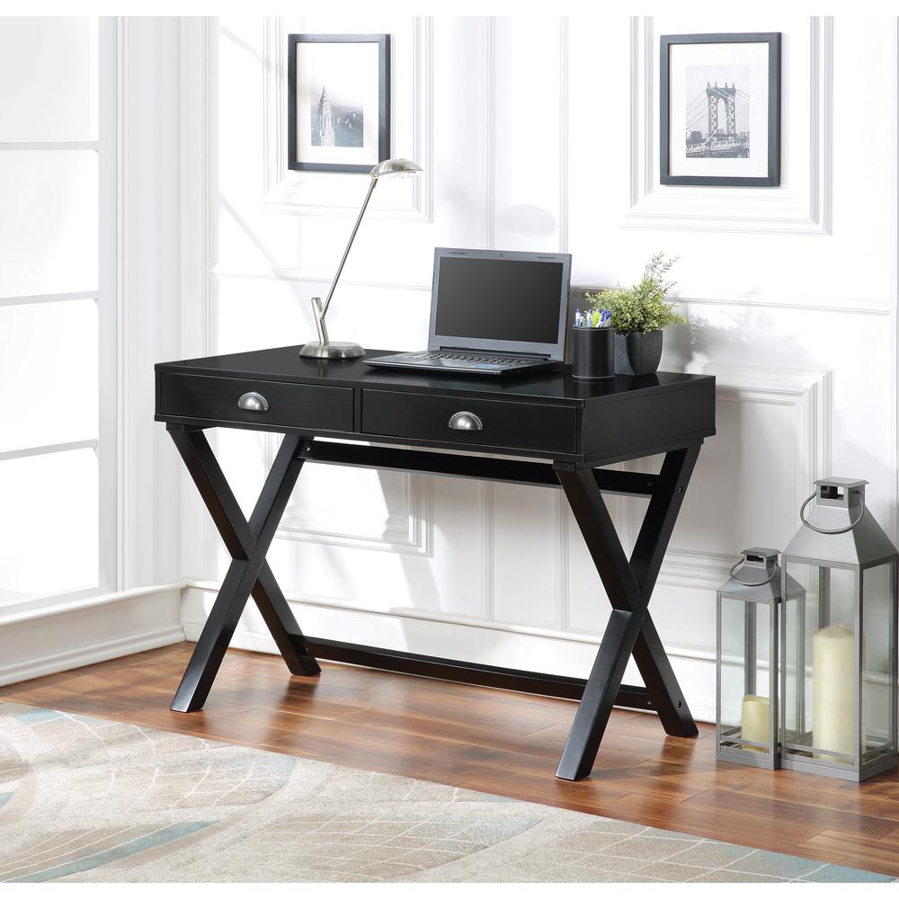 Washburn Chic Campaign Writing Desk in Black Finish, WHB5011-BK. Picture 4
