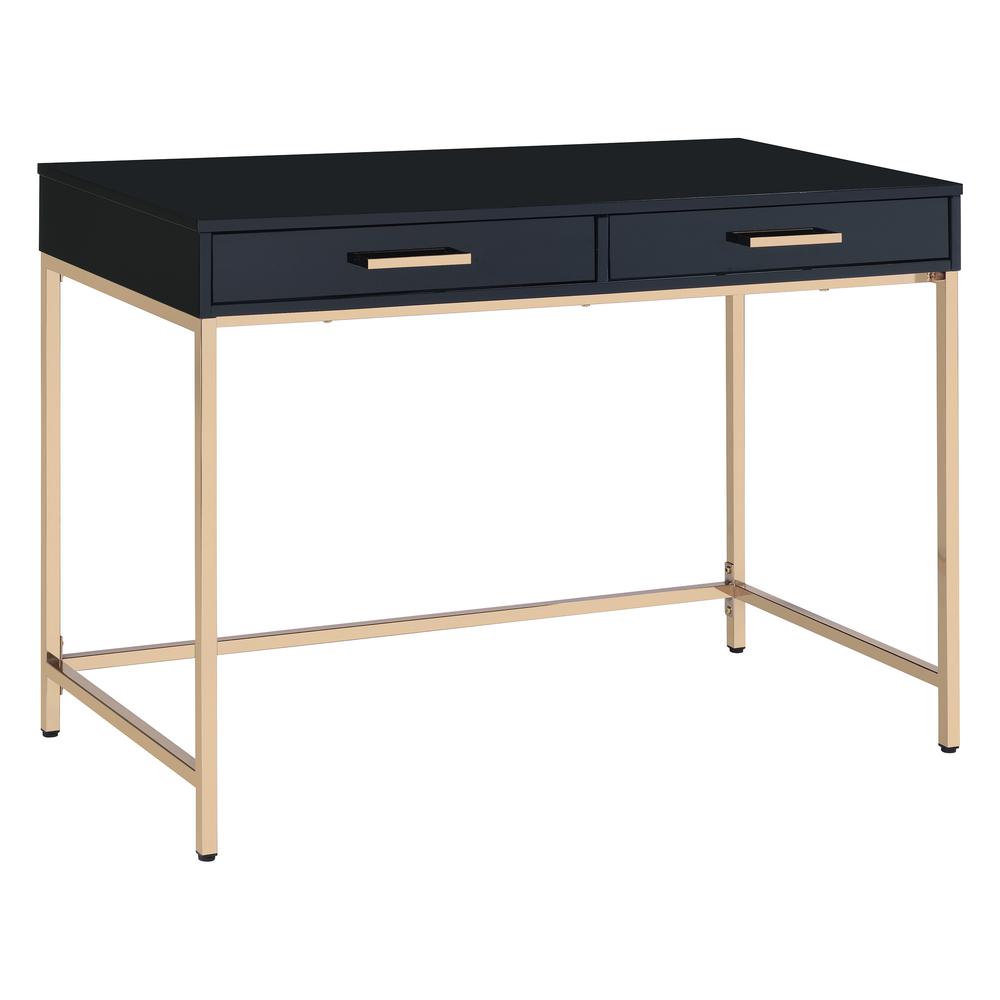 Alios Desk with Black Gloss Finish and Gold Frame, ALS43-BLK. Picture 1