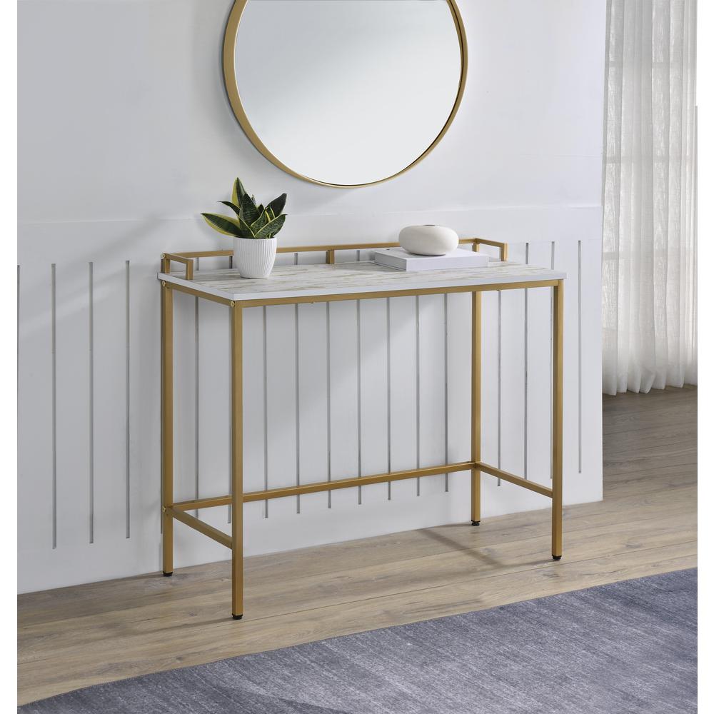 Brighton Console Table with Mosaic Top and Gold Metal Frame. Picture 6