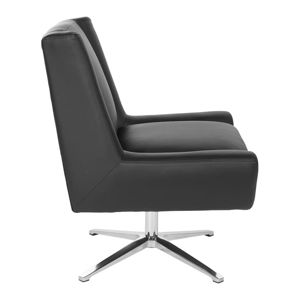 Guest Chair in Black Faux Leather and Aluminum Base, FLH5969AL-U6. Picture 2