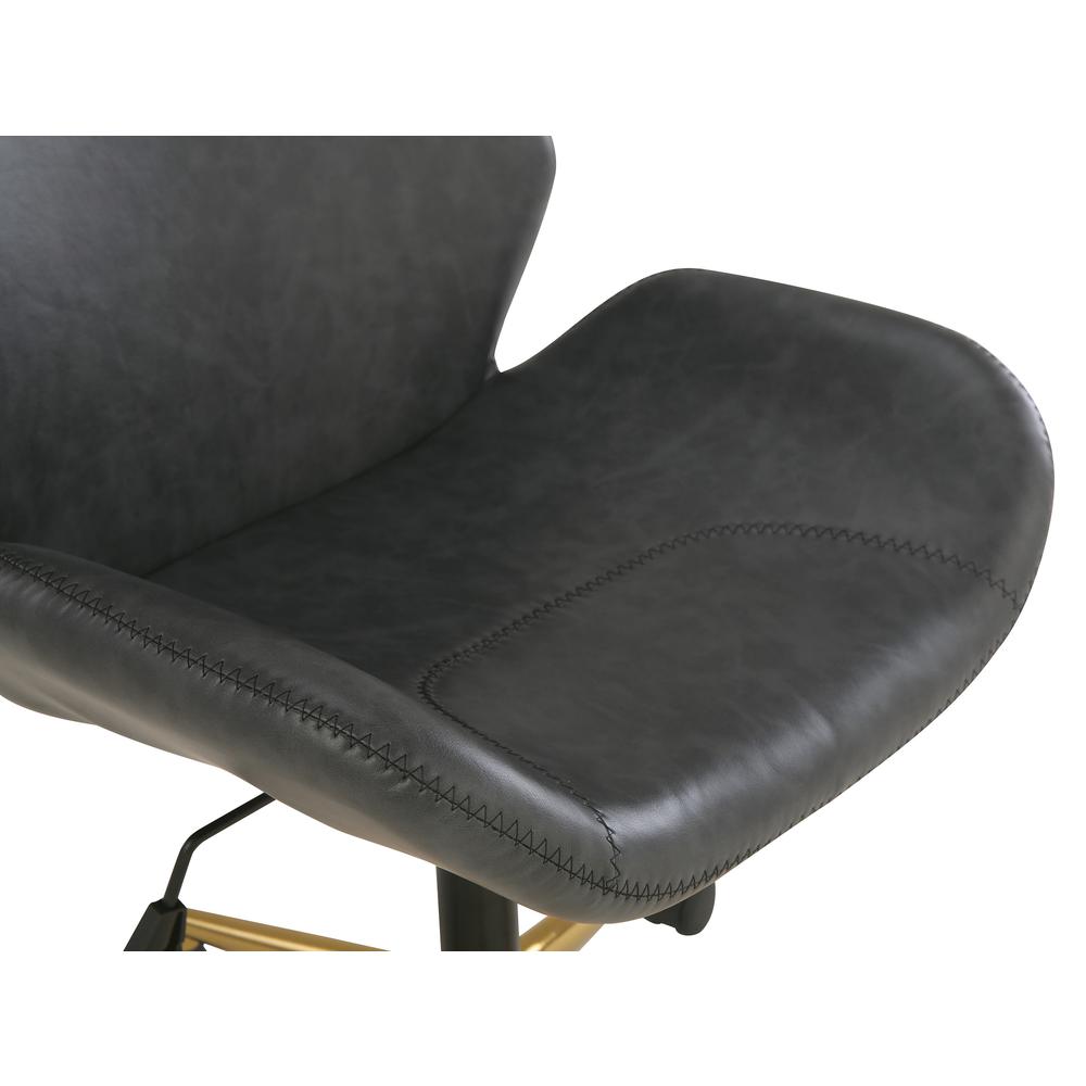 Reseda Office Chair in Black Faux Leather with Gold Base. Picture 8