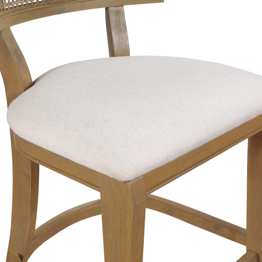 Alaina 26" Cane Back Counter Stool in Linen Fabric with Coastal Wash. Picture 6