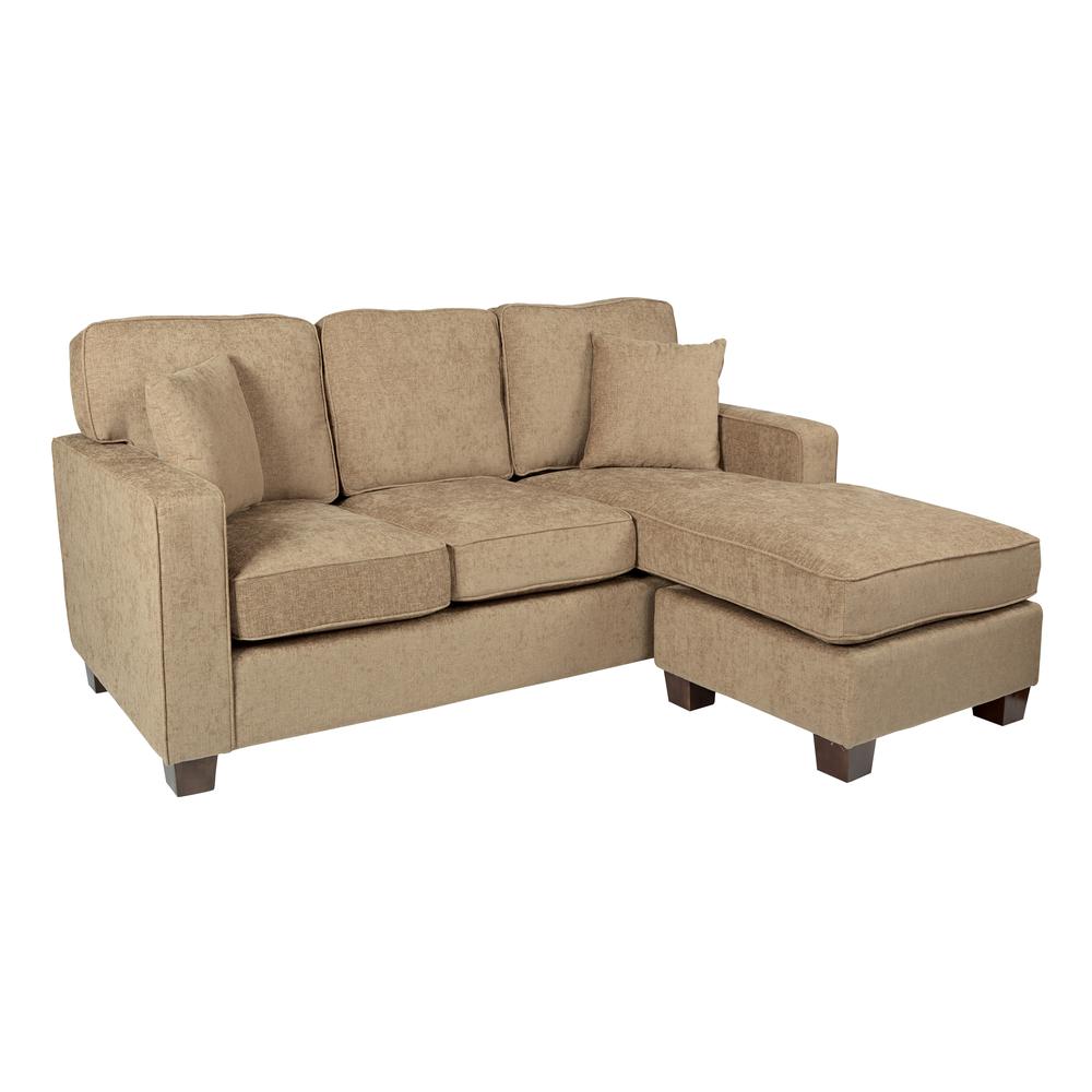 Russell Sectional in Earth fabric with 2 Pillows and Coffee Finished Legs, RSL55-SK334. Picture 1