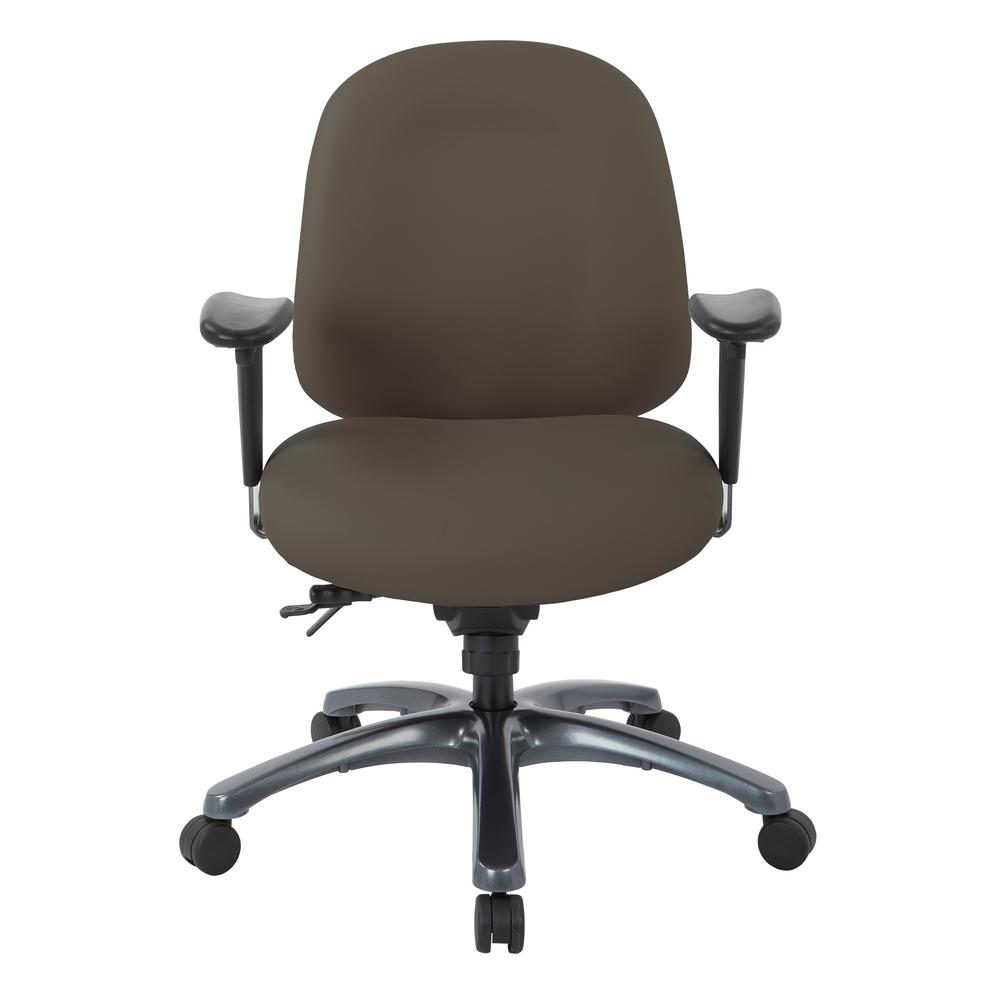 Multi-Function Mid Back Chair with Seat Slider and Titanium Finish Base in Dillon Graphite, 8512-R111. Picture 2