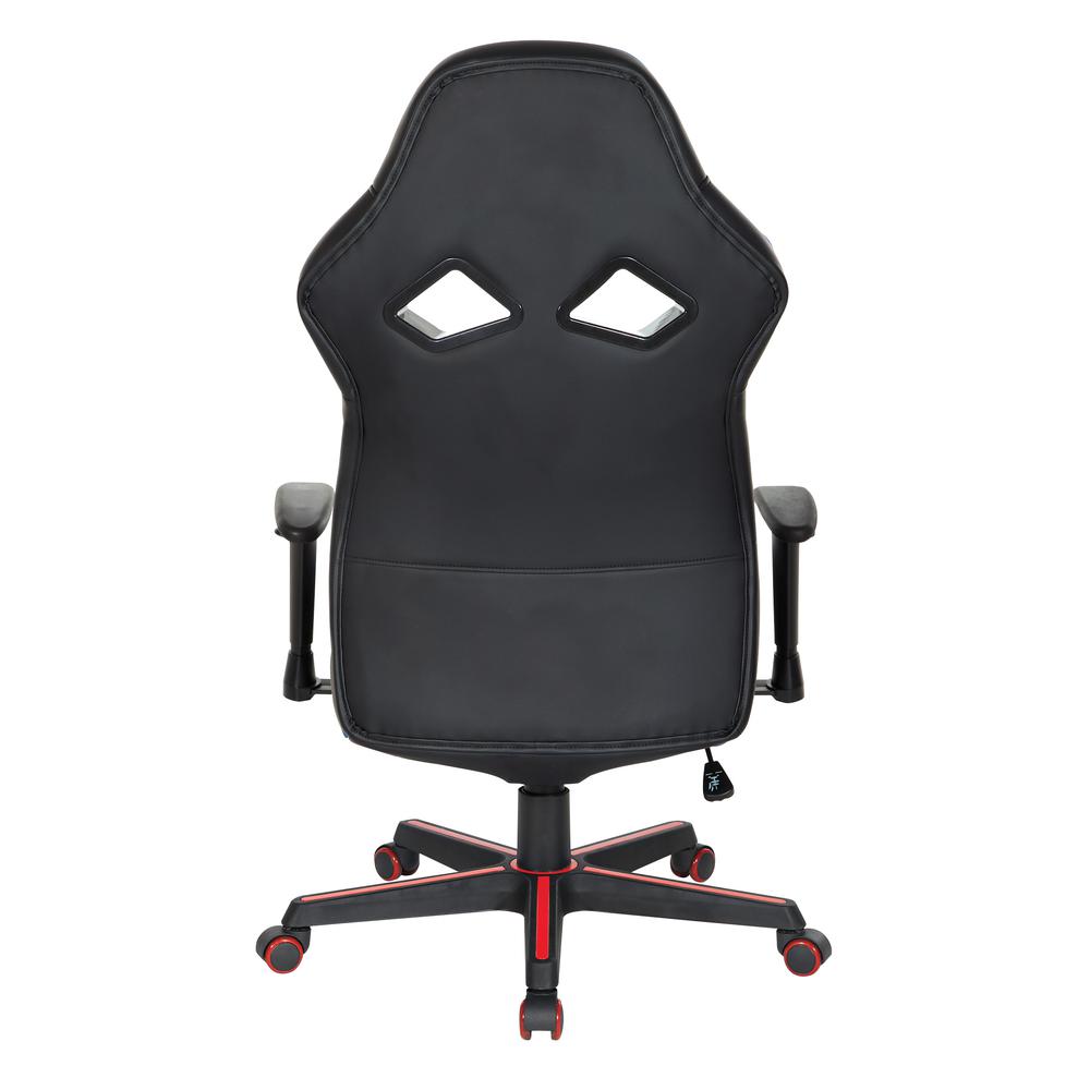 Vapor Gaming Chair in Black Faux Leather with Red Accents, VPR25-RD. Picture 5