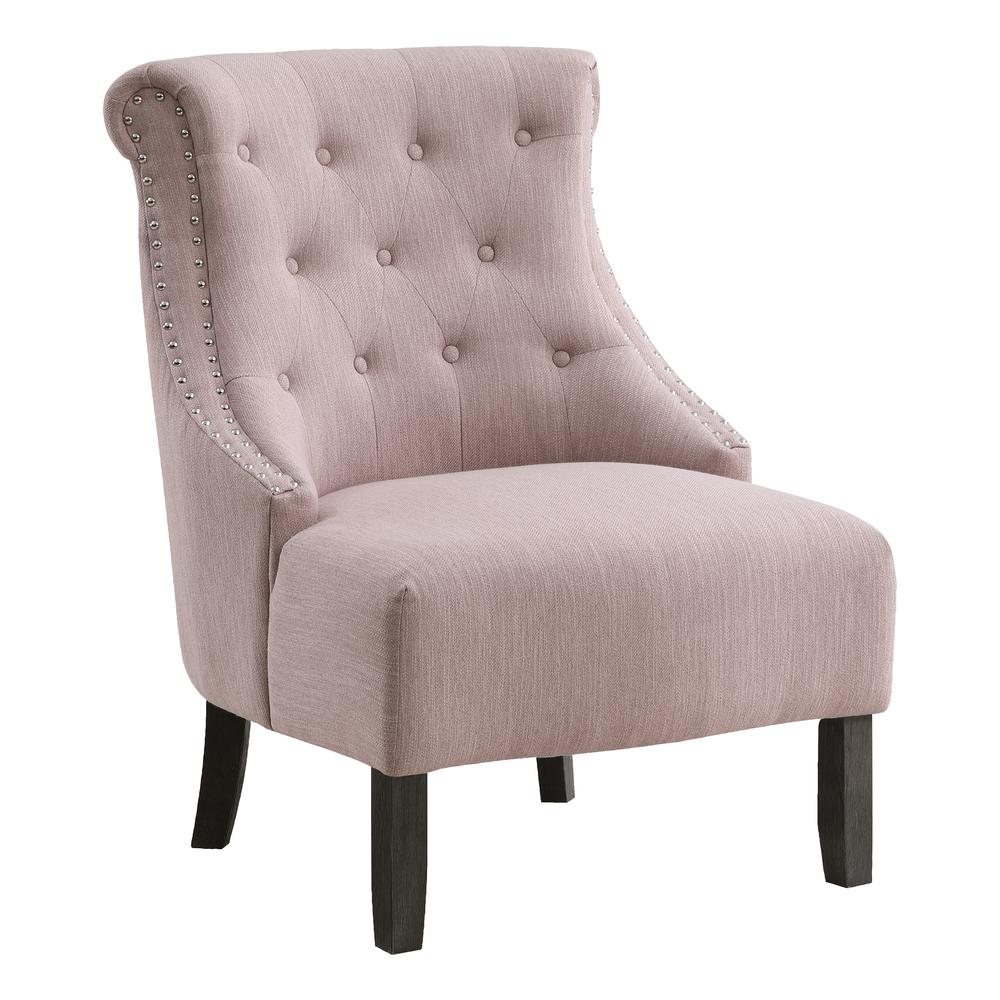 Evelyn Tufted Chair in Blush Fabric with Grey Wash Legs, SB586-B85. Picture 1