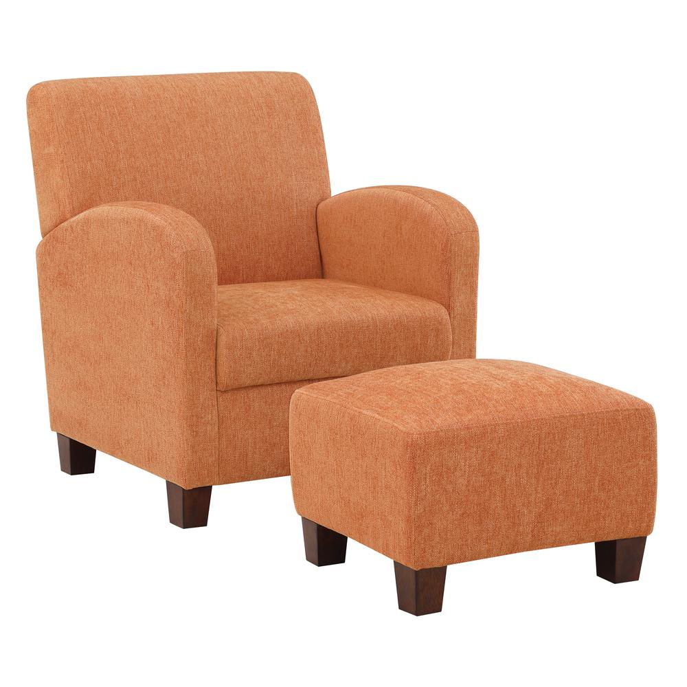 Aiden Chair & Ottoman Herringbone Orange with Medium Espresso Legs, ADN-H22. Picture 1