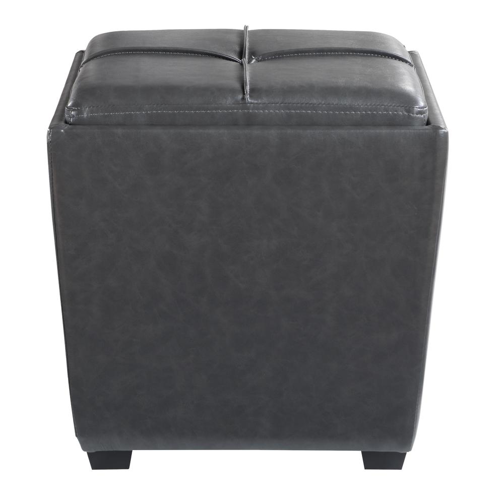 Rockford Storage Ottoman in Pewter Faux Leather, RCK361-PD26. Picture 3