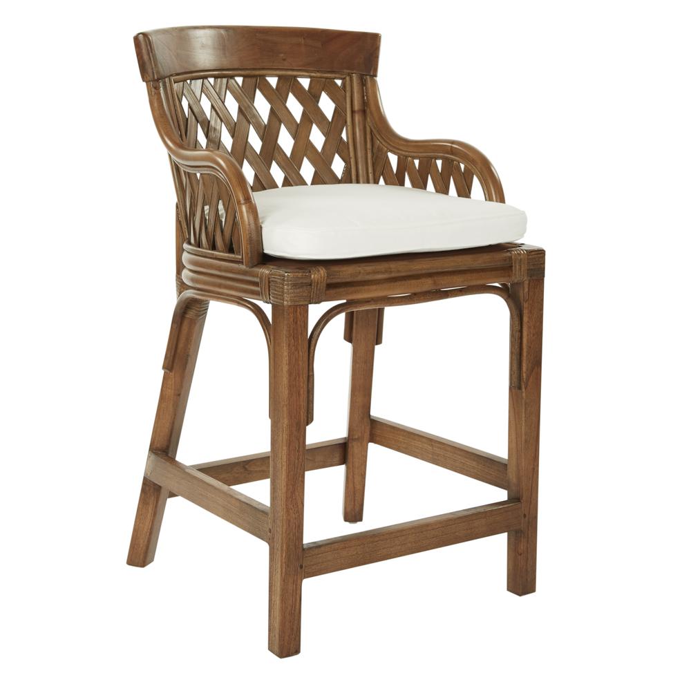 Plantation 24" Counter Stool with Brown Stained Wood Rattan Frame Finish, PLN158-BRS. Picture 1