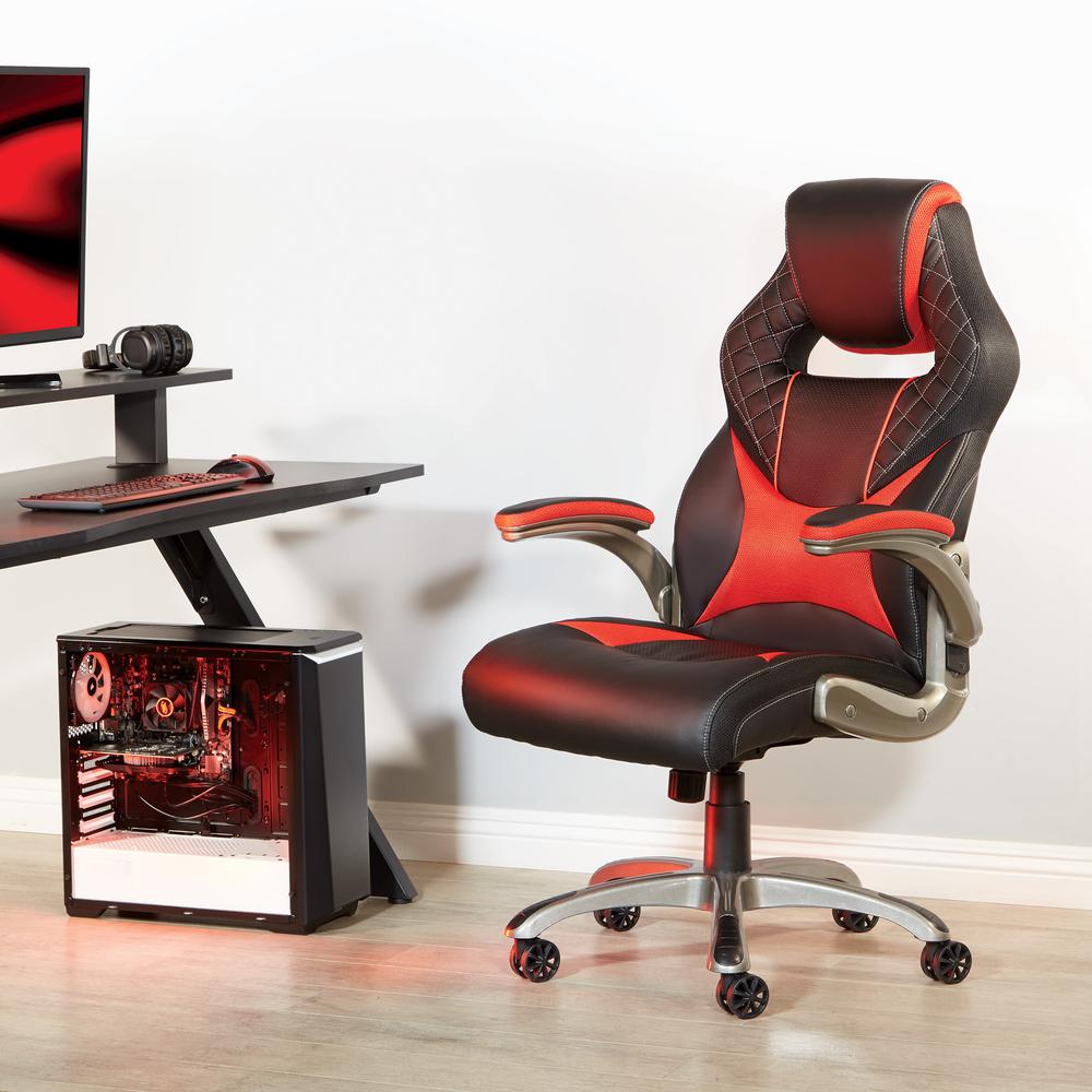Oversite Gaming Chair in Faux Leather with Red Accents, OVR25-RD. Picture 6