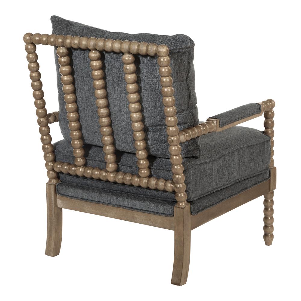 Fletcher Spindle Chair in Charcoal Fabric with Rustic Brown Finish. Picture 3