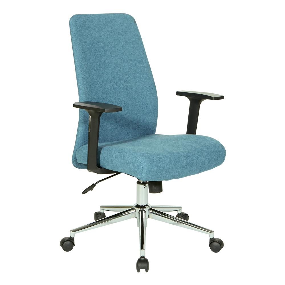 Evanston Office Chair in Sky Fabric with Chrome Base, EVA26-E18. Picture 1