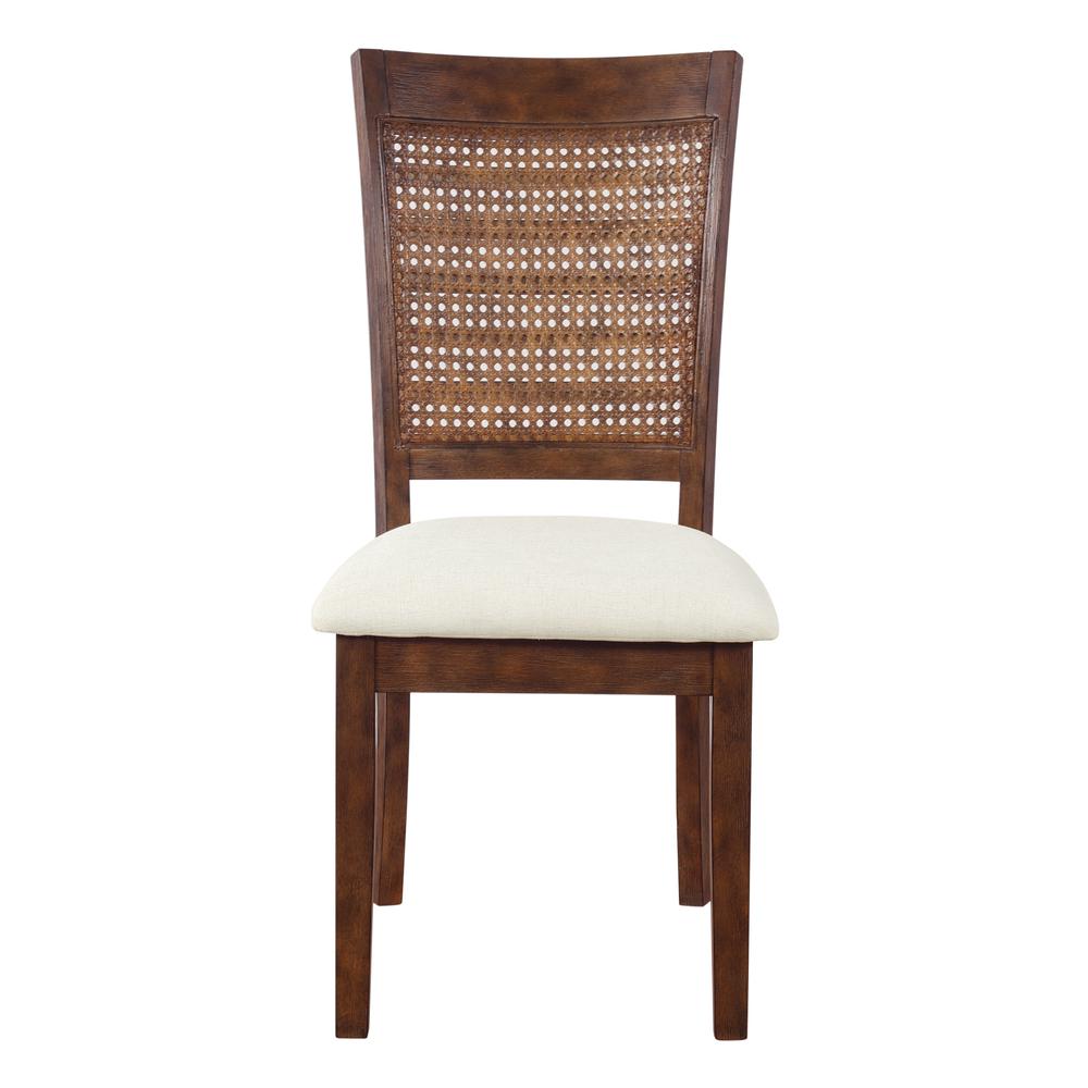 Walden Cane Back Dining Chair 2pk, Linen / Burnt Brown. Picture 4