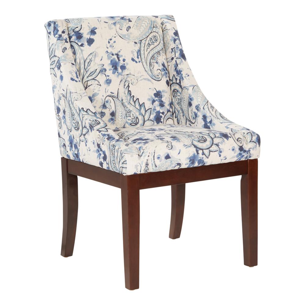 Monarch Dining Chair in Paisley Blue with Medium Espresso Wood Legs, MNA-P63. The main picture.