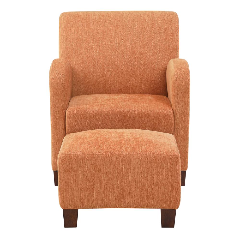 Aiden Chair & Ottoman Herringbone Orange with Medium Espresso Legs, ADN-H22. Picture 3
