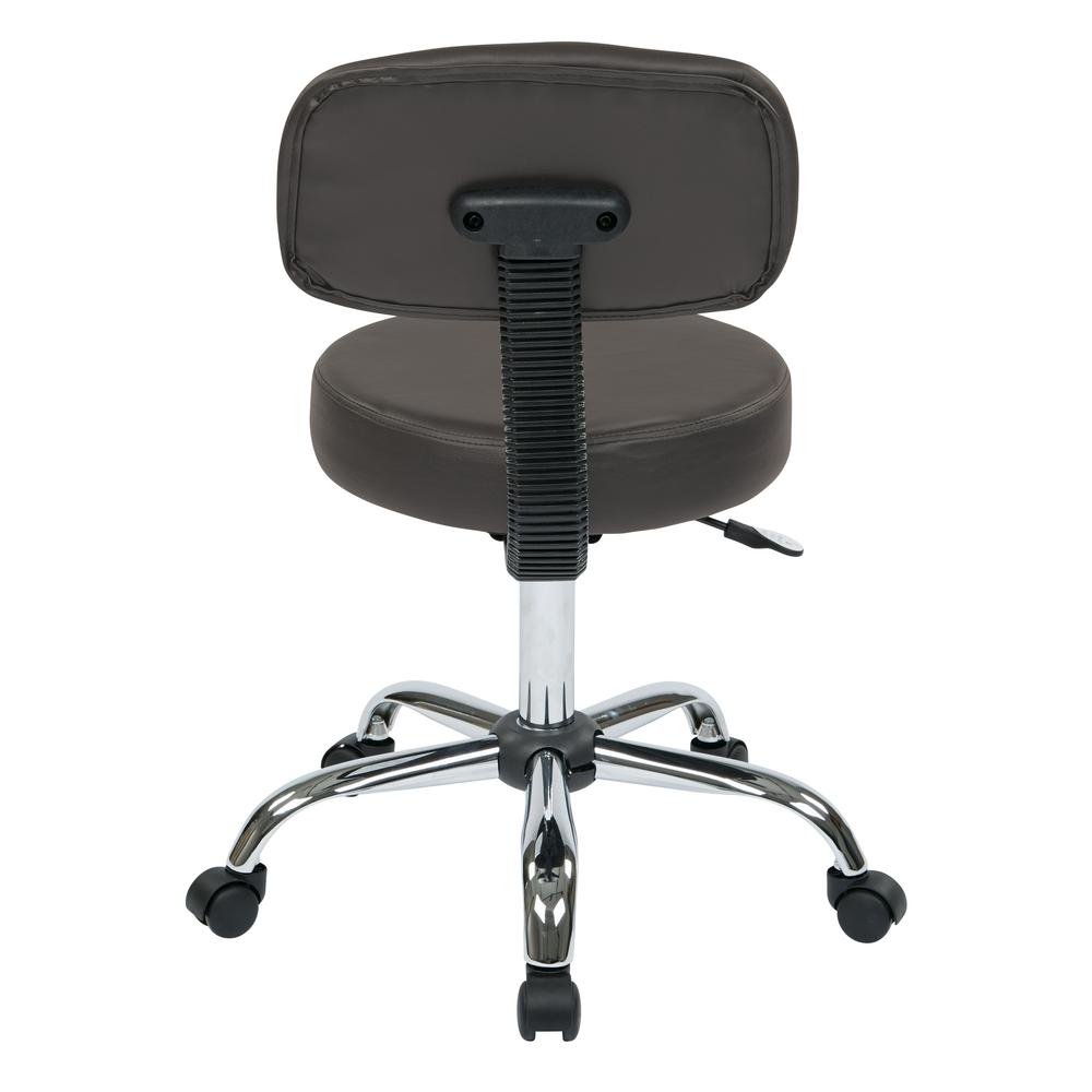 Pneumatic Drafting Chair with Stool and Back. Heavy Duty Chrome Base with Dual Wheel Carpet Casters. Height Adjustment 19.5" to 24.5", ST235V-R111. Picture 4