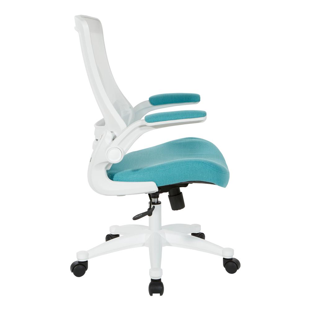 White Screen Back Manager's Chair in White Turquoise Fabric, EM60926WH-F28. Picture 3