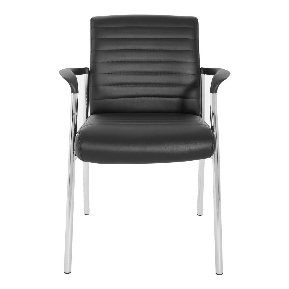 Guest Chair in Black Faux Leather with Chrome Frame, FL38610C-U6. Picture 2