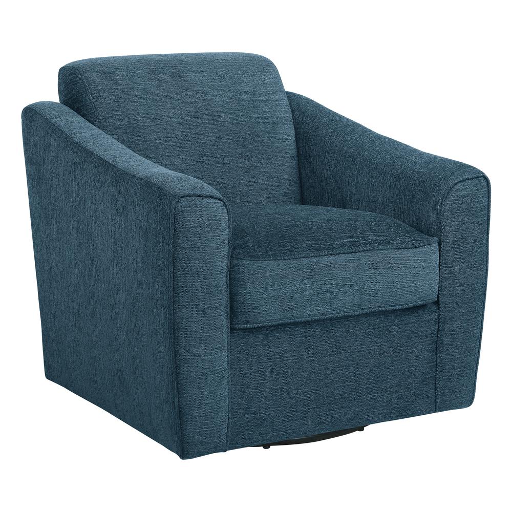 Cassie Swivel Arm Chair in Navy Fabric, CSS-N21. Picture 1