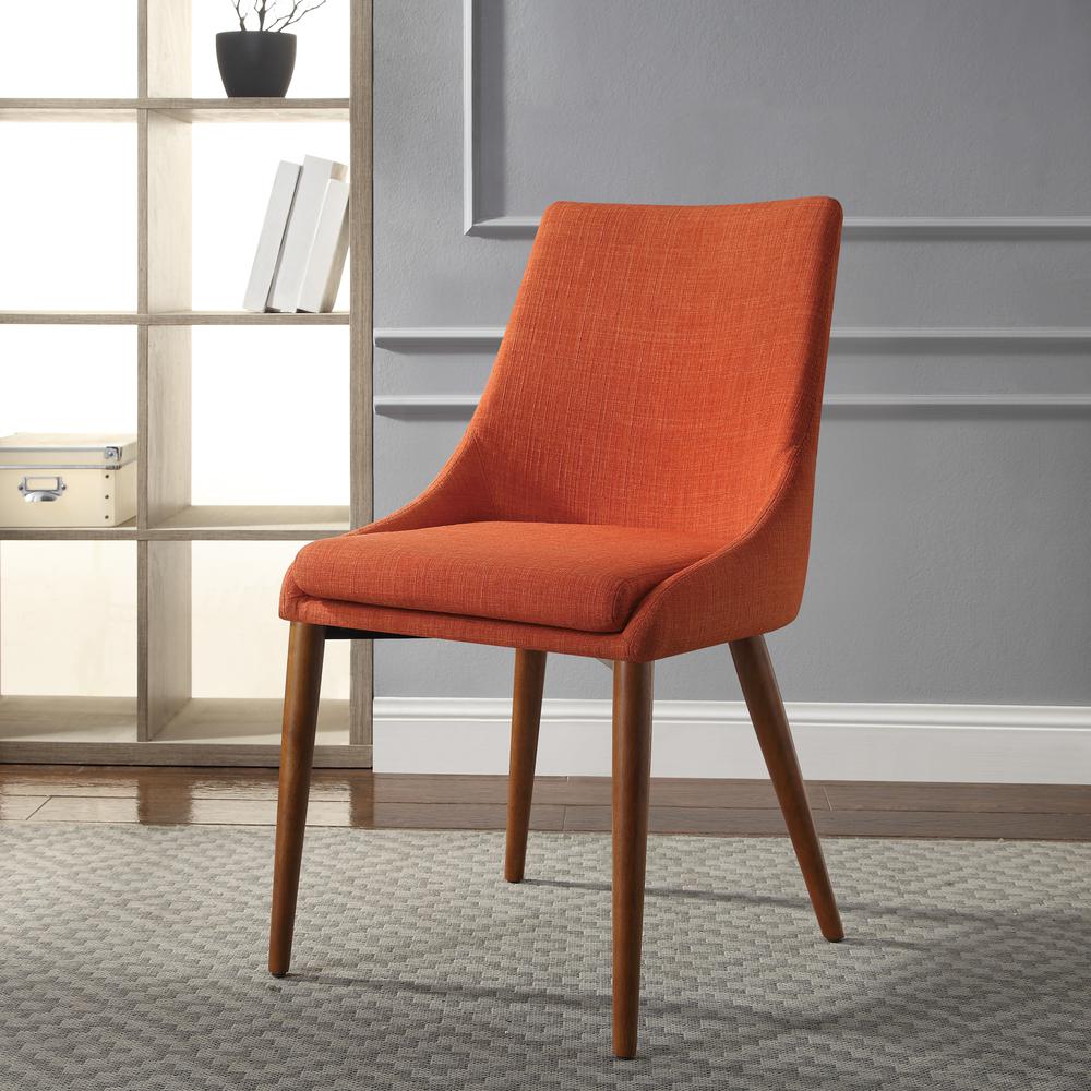 Palmer Mid-Century Modern Fabric Dining Accent Chair in Tangerine Fabric 2 Pack, PAM2-M5. Picture 4