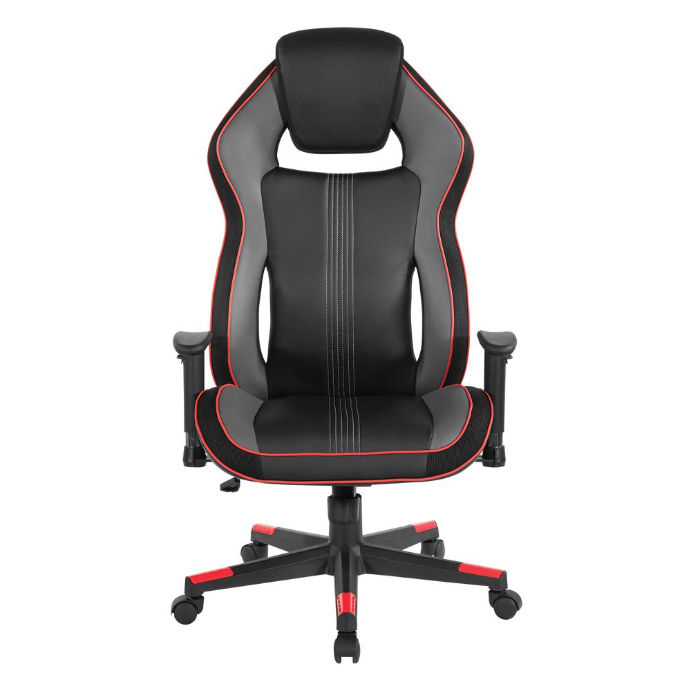 BOA II Gaming Chair in Bonded Leather with Red Accents, BOA225-RD. Picture 3
