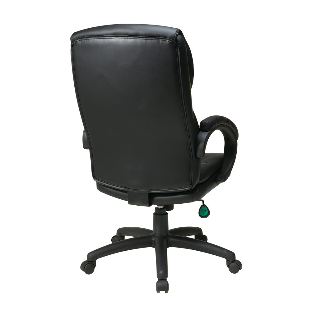 High Back Black Bonded Leather Executive Chair with Padded Arms. Picture 3