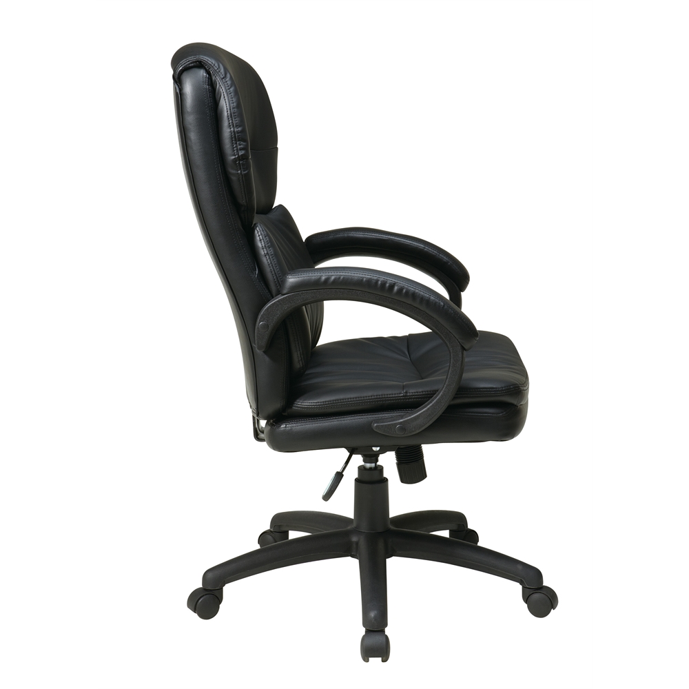 High Back Black Bonded Leather Executive Chair with Padded Arms. Picture 2
