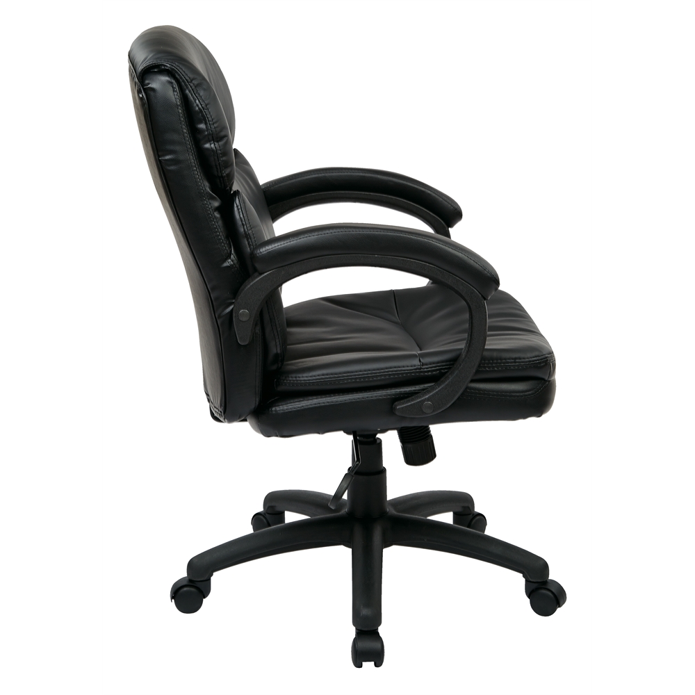 Mid Back Black Bonded Leather Executive Chair with Padded Arms. Picture 2