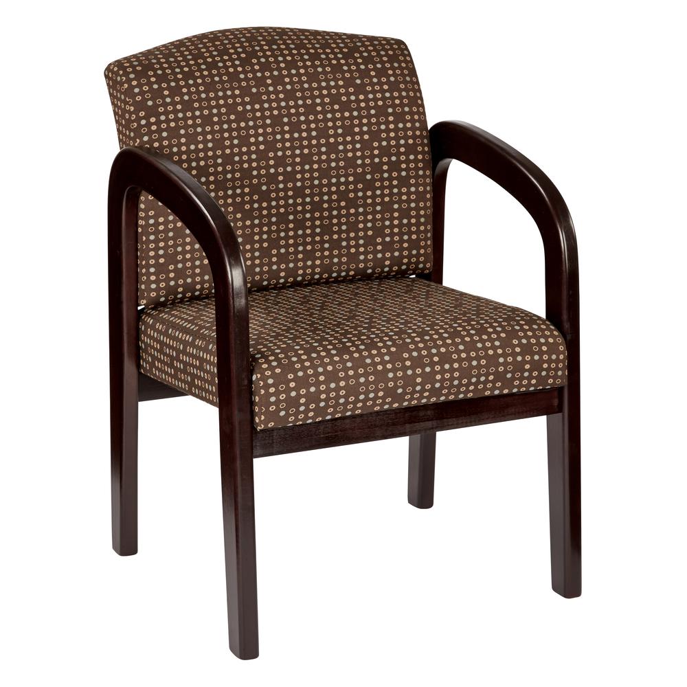 Fabric Mahogany Finish Wood Visitor Chair, WD383-K104. Picture 1