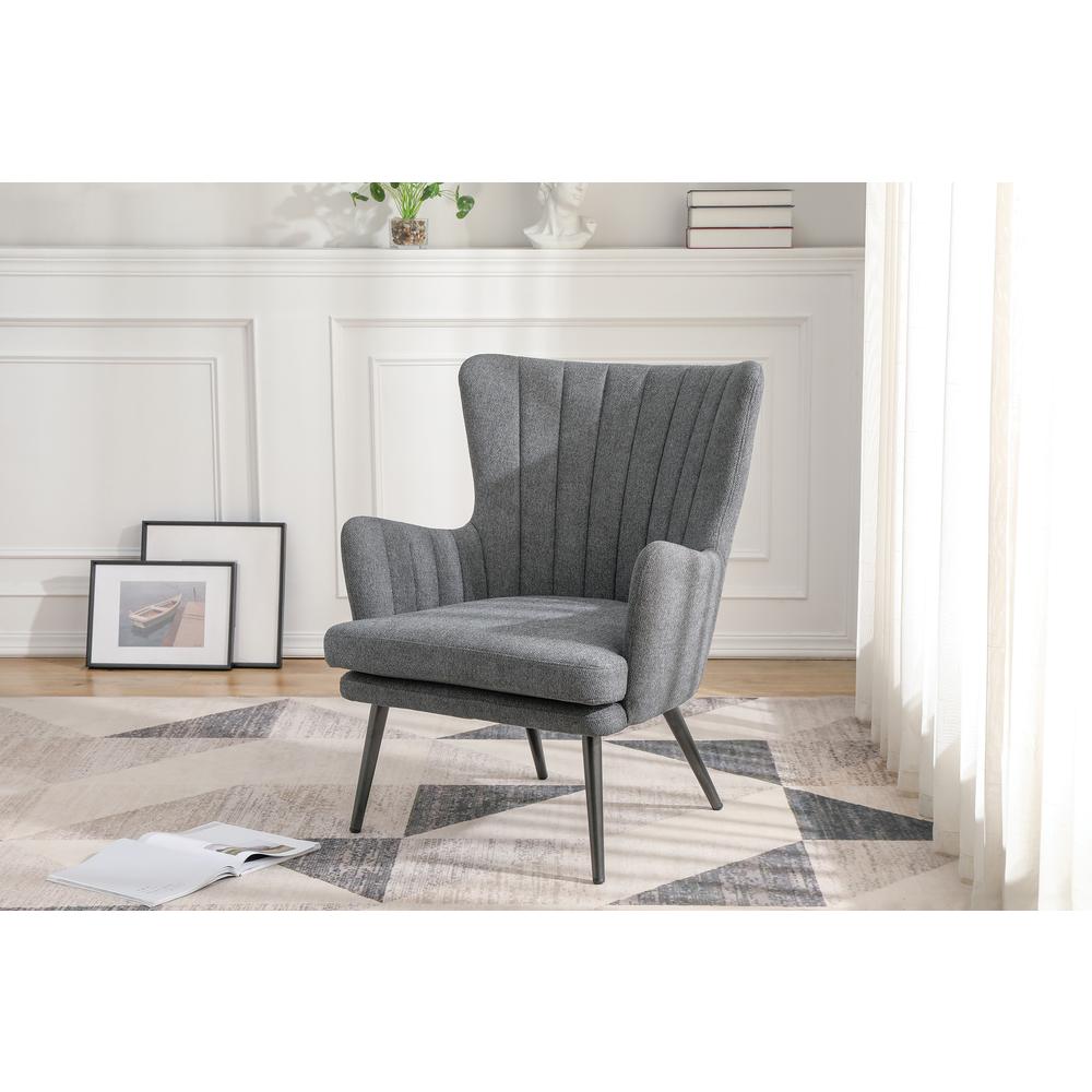 Jenson Accent Chair with Charcoal Fabric and Grey Legs, JEN-9124. Picture 5