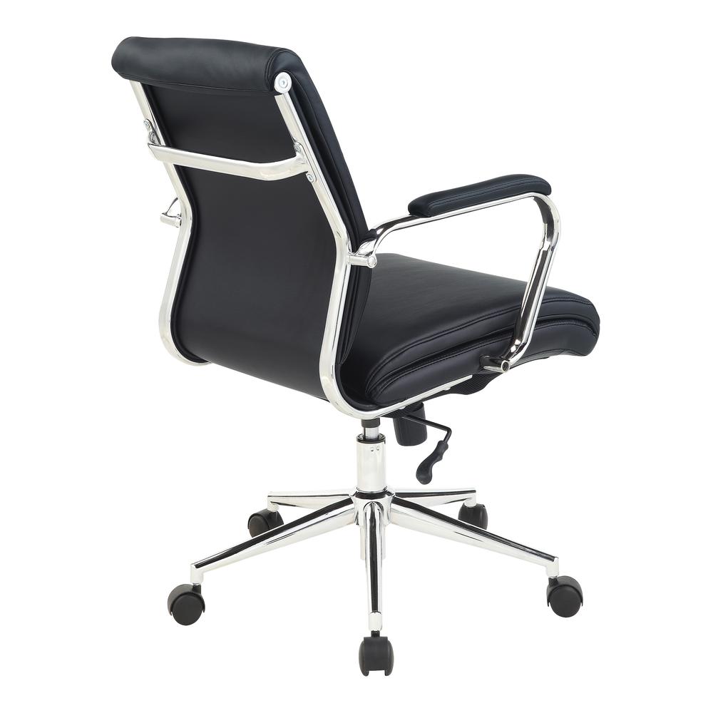 Mid Back Manager's Chair with Dillon Black Antimicrobial Fabric and Chrome Base. Picture 5