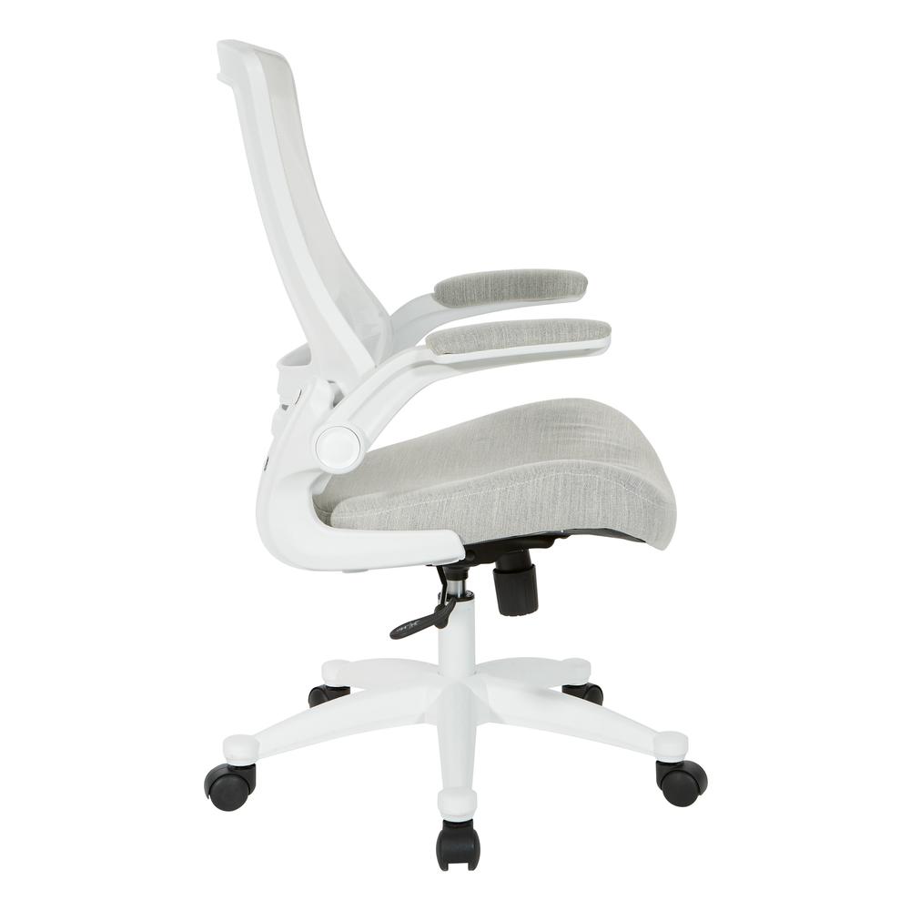 White Screen Back Manager's Chair in Linen Stone Fabric, EM60926WH-F22. Picture 3