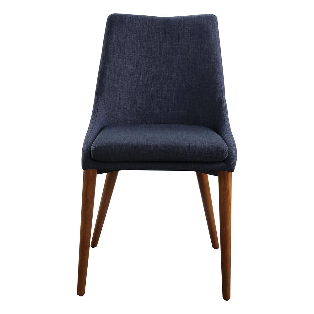 Palmer Mid-Century Modern Fabric Dining Accent Chair in Navy Fabric 2 Pack, PAM2-M19. Picture 2