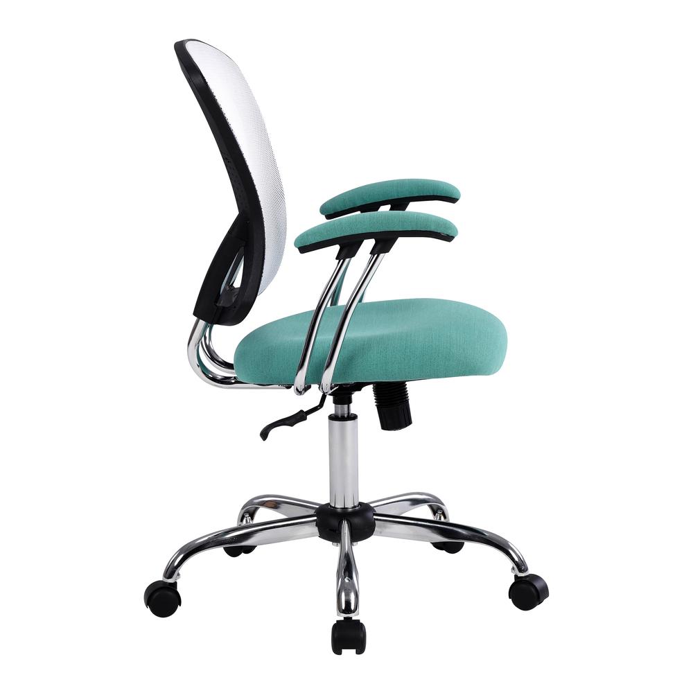 Gianna Task Chair with White Mesh Back and Linen Turquoise Seat. Picture 5