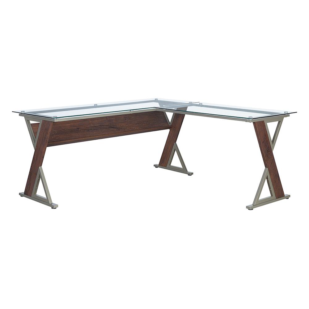 Zenos L-Shape Desk in Traditional Cherry. Picture 1