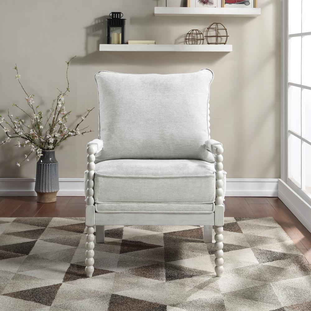 Kaylee Spindle Chair in Smoke Fabric with White Frame, KLE-H14. Picture 5