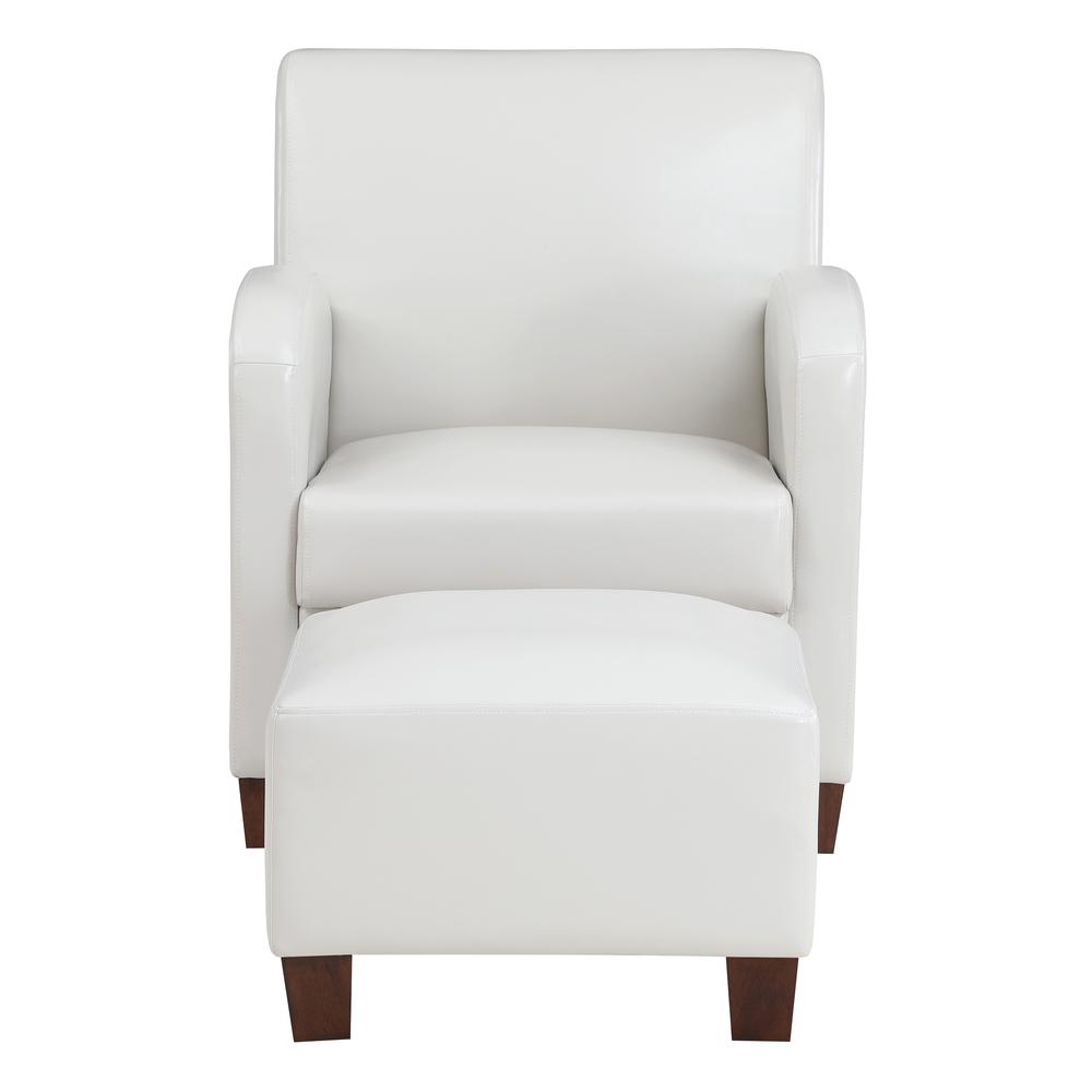 Aiden Chair & Ottoman Cream Faux Leather with Medium Espresso Legs, ADN-PD28. Picture 3